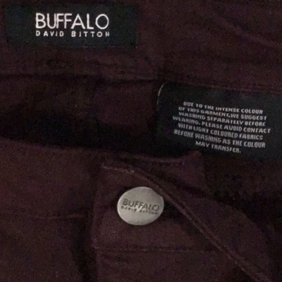 BUFFALO DAVID BITTON  Mid-Rise Stretch Skinny Wine Deep Brown Jeans Size 16/36 - Picture 4 of 6